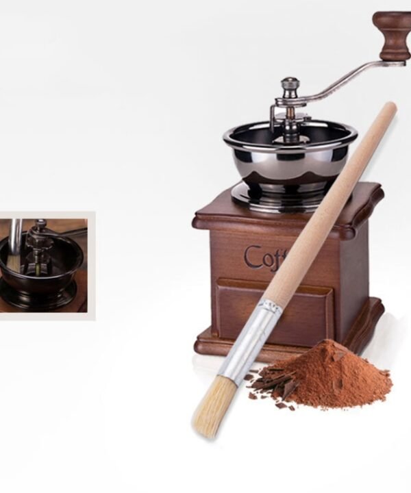 2 PCS Wood Handle Bristles Coffee Grinder Dusting Cleaning Brush, Length: 19.5cm