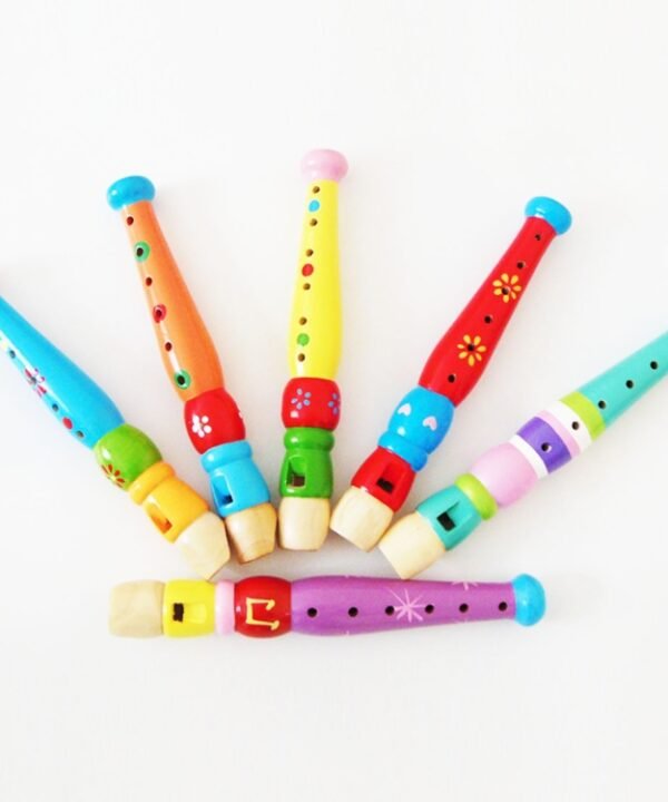 Kindergarten Children Early Education Teaching Kids Wooden Colorful Flute Musical Play Toys, Size: 20*2.5cm