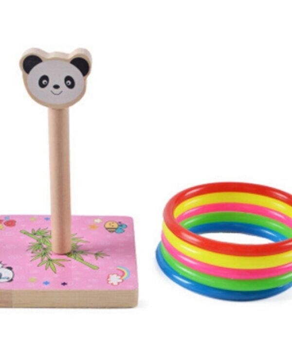 Kindergarten Children Wooden Panda Animal Throwing Ring Toss Games Activities Toys, Size: 9*9*14.7cm, HC5190A, HC5190B, HC5190C, HC5190D