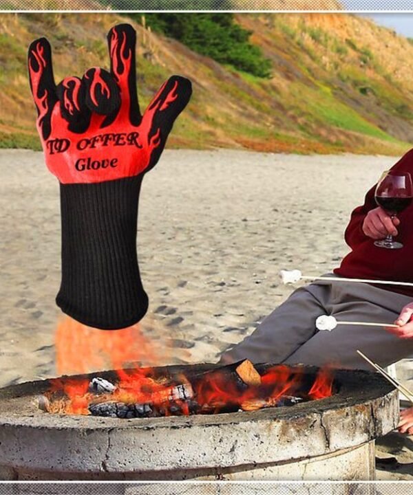 2 Layer Fire Protection Portable Silicone Anti-skidding High Temperature Resistance Cooking Baking Barbecue Gloves