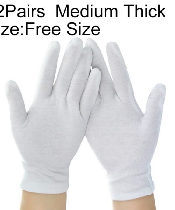 12 Pairs Pure Cotton Working Gloves, Medium Thick Size：Free Size
