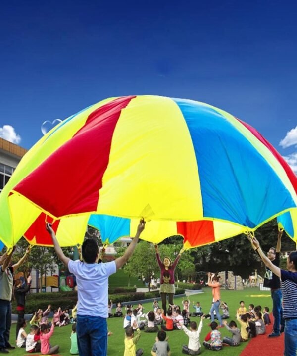2m Children Outdoor Game Exercise Sport Toys Rainbow Umbrella Parachute Play Fun Toy with 8 Handle Straps for Families / Kindergartens / Amusement Parks