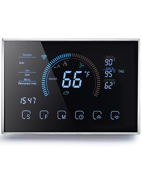 BHP-8000-WIFI-SS 3H2C Smart Home Heat Pump Round Room Brushed Mirror Housing Thermostat with WiFi, AC 24V