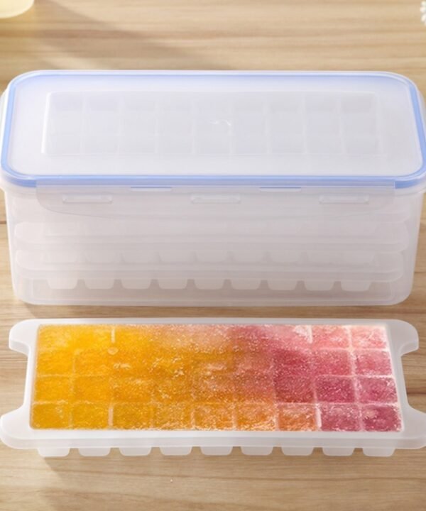Small Square Ice Mold Trays Multi-layer Mold with Cover Ice Storage Box, 4 Layers