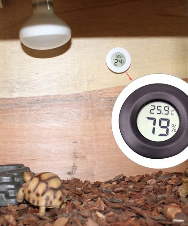 Digital Round Shaped Reptile Box Centigrade Thermometer & Hygrometer with Screen Display