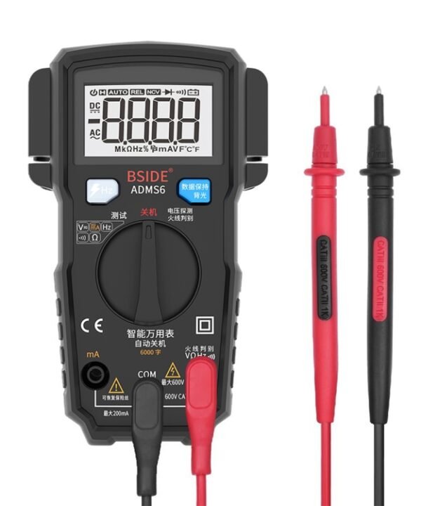 BSIDE ADMS6 High-precision Fully Automatic Small Digital Intelligent Multimeter with HD Digital Display & Shockproof Cover, Support Function Range Switch & Double-sided Pen Holder