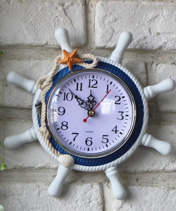 Wooden Helmsman Ship Wheel Shape Decorative Living Room Wall Clock, Size: 22*22*2.5cm, HC5673A, HC5673B