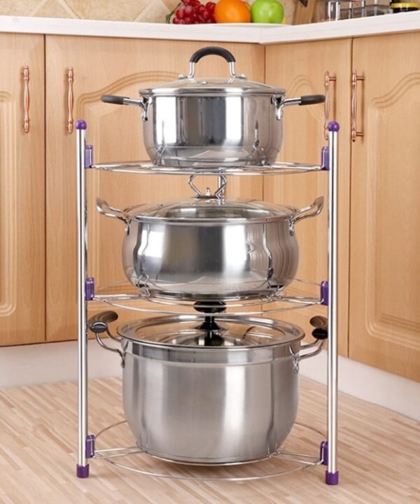 Multi-function Kitchen Pot Rack Three-layer Wok Soup Pot Stainless Steel Pot Rack