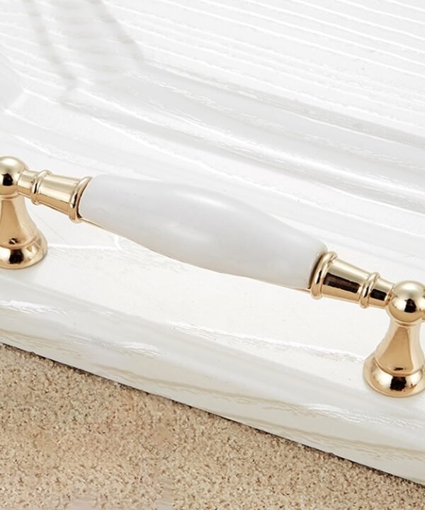 5027-128 Gold Imitated Zinc Alloy Ceramic Handle for Cabinet Wardrobe Drawer Door, Hole Spacing: 128mm