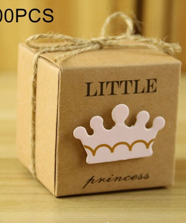 100 PCS European Style Wedding Sugar Box, Size: 5.3x5.3x5.3cm, Princess Crown shaped, Prince Crown shaped