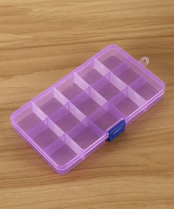 Removable Grid Plastic 15 Slots Box Organizer for Jewelry Earring Fishing Hook Small Accessories, 15 Slots (Pink+Blue), 15 Slots (Purple+Blue), 15 Slots (Baby Blue+Blue), 15 Slots (White+Blue), 15 Slots (White+Pink)