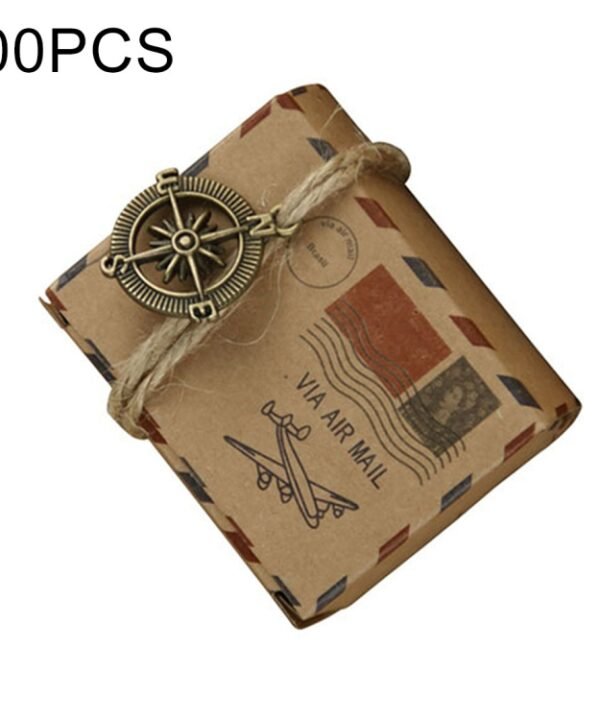 100 PCS European Wedding Retro Kraft Paper Mail Pattern Sugar Box, Size: 6x3.5x4.5cm, Earth shaped, Compass shapped