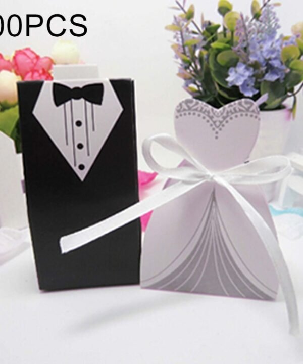 100 PCS Wedding European The Bride and Groom Sugar Box