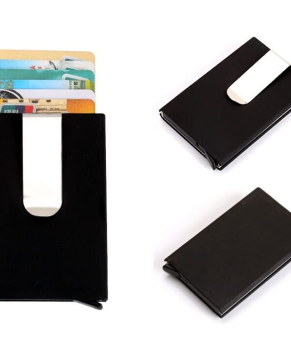 Frosted Antimagnetic Solid Color Credit Card Holder Money Clip Wallet, Size: 10*6.6cm, Black, Coffee, Blue, Red, Yellow