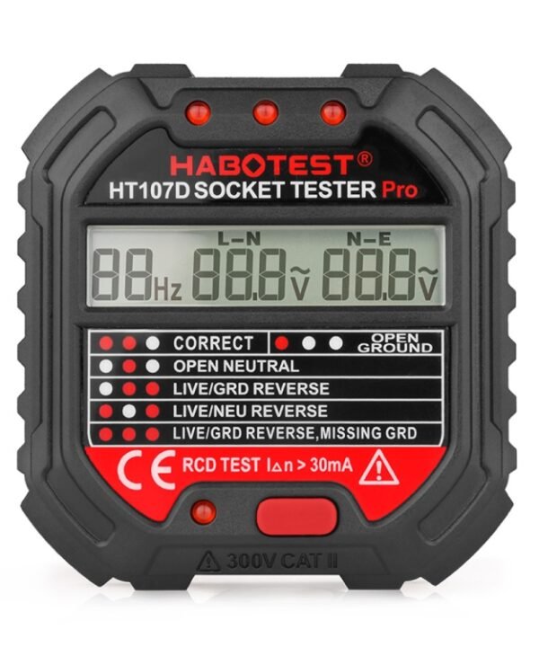 HABOTEST HT107D Multifunctional Digital Display Socket Tester, HT107D (US Plug), HT107D (UK Plug), HT107D (EU Plug)