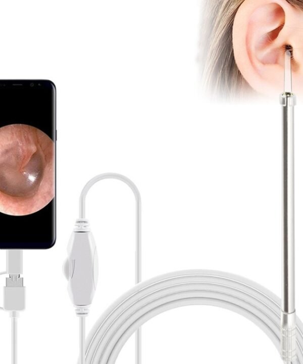 i95 3 in 1 USB Ear Scope Inspection HD 0.3MP Camera Visual Ear Spoon for OTG Android Phones & PC & MacBook, 1.75m Length Cable, 3 in 1 White  0.3MP
