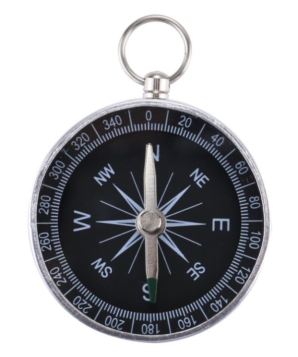 Outdoor Sports Camping Hiking Pointer Guider Aluminum Alloy Compass Hiker Navigation with Keychain, Random Color Delivery