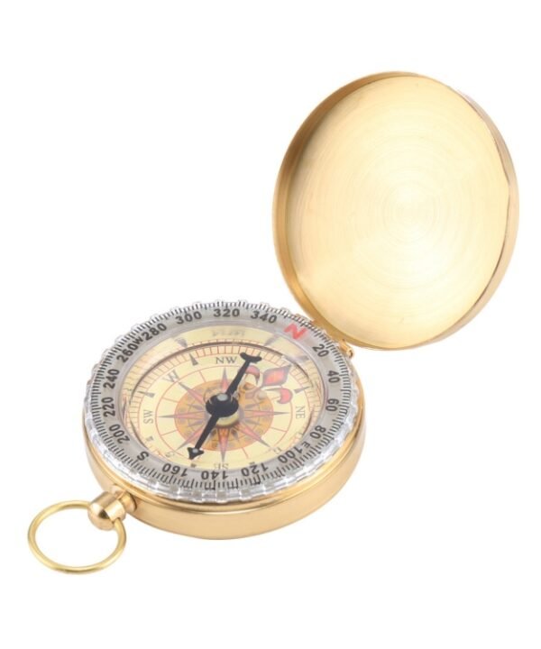 Portable Brass Pocket Camping Hiking Golden Luminous Display Compass Navigation Outdoor Activities Pointing Guide