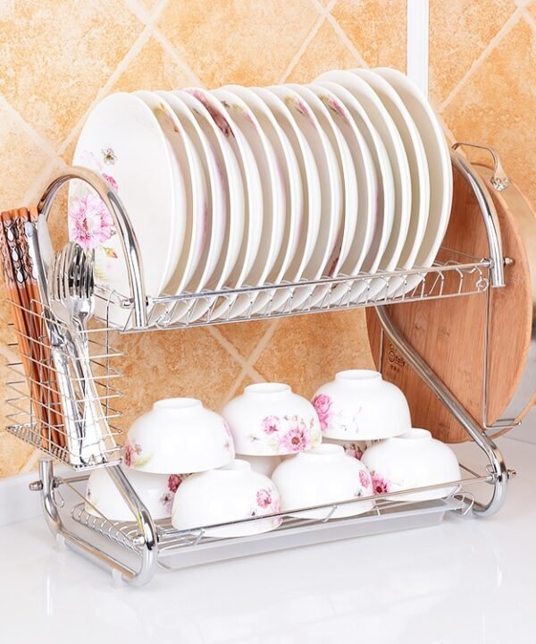 Multi-function Kitchen Stainless Steel Double Diskes Rack Hanging Knife Chopping Block Holder