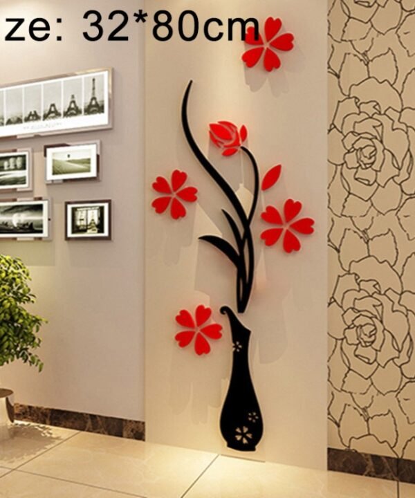 Creative Vase 3D Acrylic Stereo Wall Stickers TV Background Wall Corridor Home Decoration, Size: 32x80x4cm, Size: 32*80cm