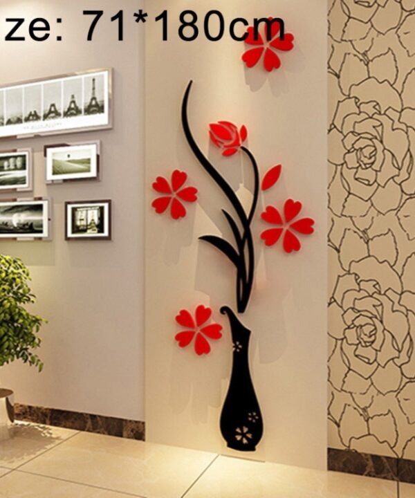 Creative Vase 3D Acrylic Stereo Wall Stickers TV Background Wall Corridor Home Decoration, Size: 71x180x5cm, Size: 71*180cm