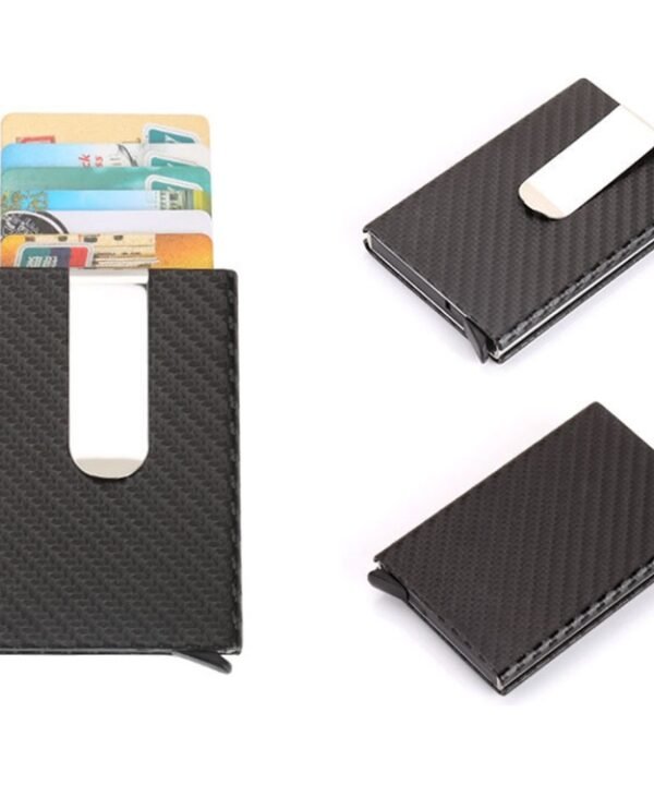 Carbon Fiber Antimagnetic Solid Color Credit Card Holder Money Clip Wallet, Size: 10*6.6cm