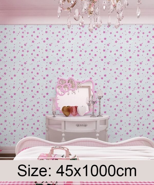 Powder Cherry Blossom Creative 3D Stone Brick Decoration Wallpaper Stickers Bedroom Living Room Wall Waterproof Wallpaper Roll, Size: 45 x 1000cm