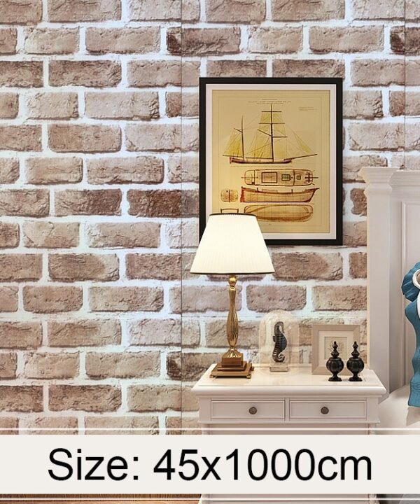 Retro Brick Creative 3D Stone Brick Decoration Wallpaper Stickers Bedroom Living Room Wall Waterproof Wallpaper Roll, Size: 45 x 1000cm