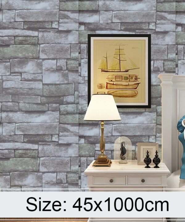 Qingshi Creative 3D Stone Brick Decoration Wallpaper Stickers Bedroom Living Room Wall Waterproof Wallpaper Roll, Size: 45 x 1000cm