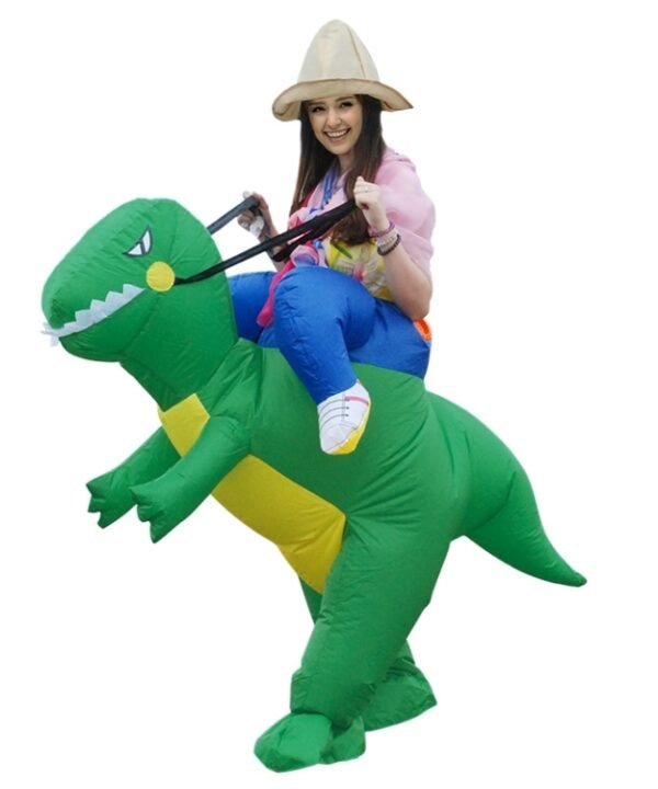 Operated Inflatable Dinosaur Fancy Polyester Dress Halloween Party Costume for Adult, Recommended Height: 1.6-1.9m