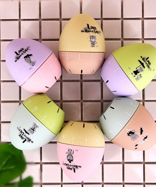 Cute Cartoon Mechanical Egg Kitchen Timer Alarm Clock Students Learn Time Management Machines,Random Color Delivery