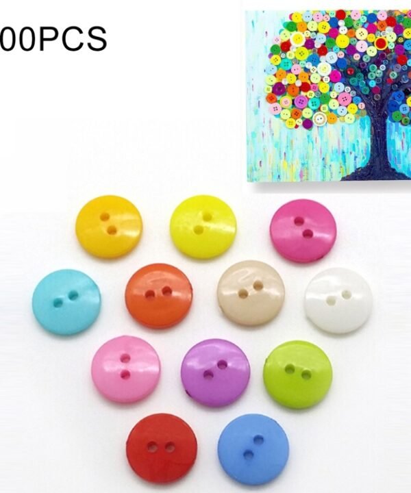 1000 PCS Assorted Mixed Color 2 Holes Buttons for Sewing DIY Crafts Children Manual Button Painting, Random Color, Diameter: 6mm