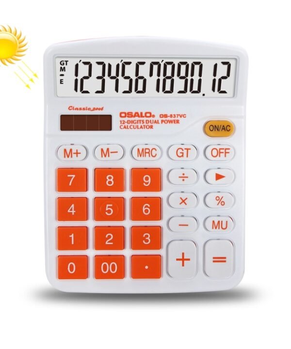 OSALO OS-837VC 12 Digits Colorful Desktop Calculator Solar Energy Dual Power Calculator