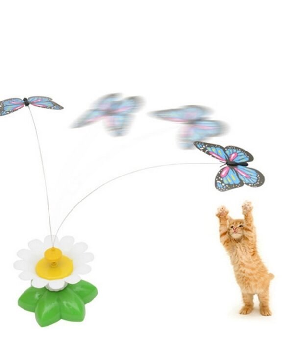 Electric Butterfly Flying Around The Flower Pet Cat Toy