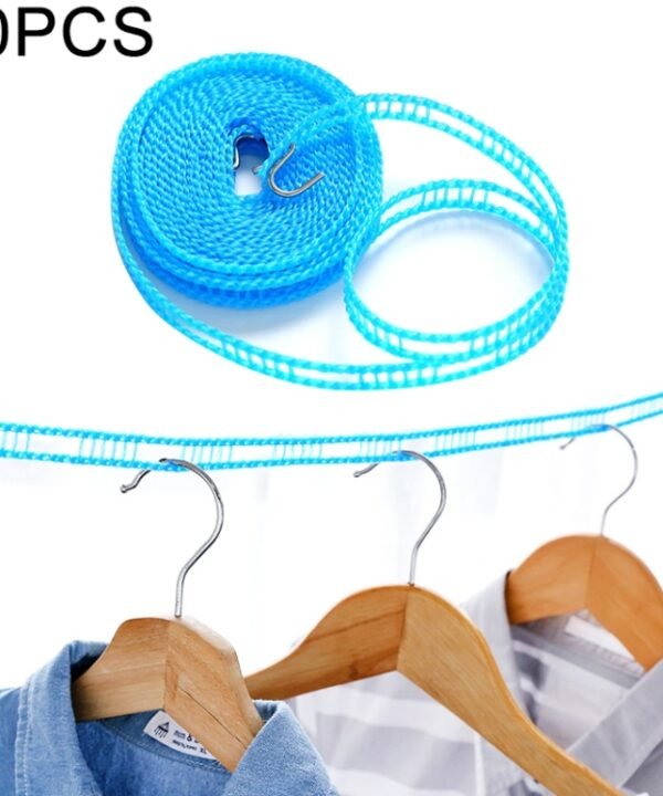 10 PCS Windproof Clotheslines Ropes for Outdoor Indoor Home Travel Camping Laundry Drying Use, Length: 3m, Random Color Delivery