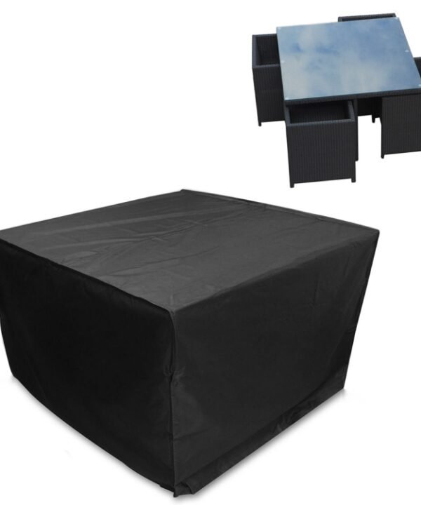 Anti-UV Waterproof Dust-proof 210D Oxford Cloth Folding Table Chairs Protective Cover Outdoor Furniture Set Cover, Size: 126*126*74cm(Black)