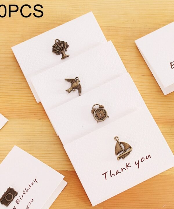 20 PCS Creative Simple Mini Ornaments Greeting Card Birthday Card DIY Folding Blessing Card Postcard, Random Style Delivery