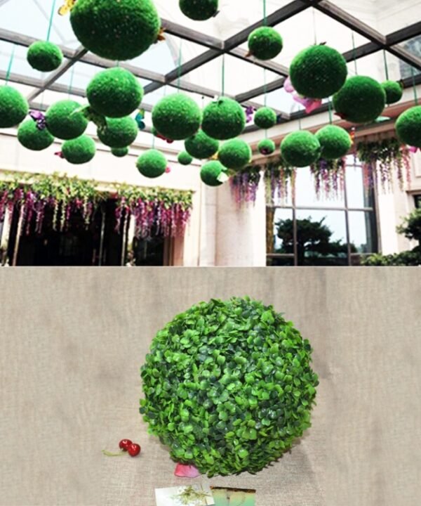 Artificial Aglaia Odorata Plant Ball Topiary Wedding Event Home Outdoor Decoration Hanging Ornament, Diameter: 8.7 inch