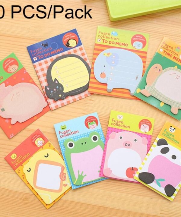 40 PCS Cartoon Animal Shaped Self Adhesive Memo Pad N-times Sticky Notes Bookmark School Office Supply, Random Style Delivery