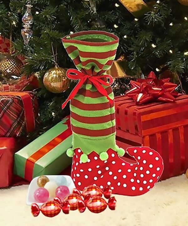 Dot Pattern Sock Christmas Dinner Table Decoration Candy Bag