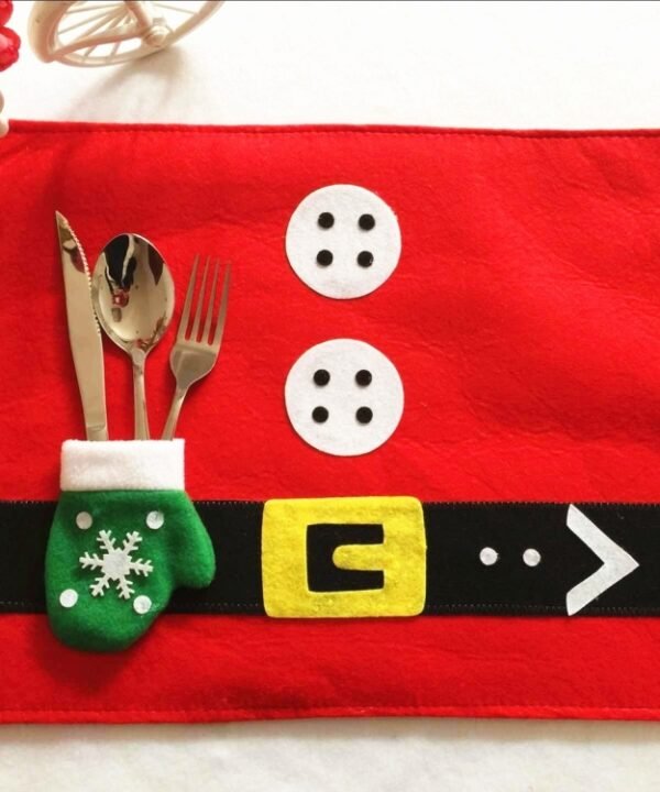 Christmas Decoration Santa Claus Suit Placemat with Glove Cutlery Holder