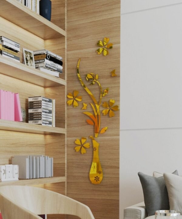Creative 3D Vase Style Mirror DIY Wall Sticker Set, Size: 40*60cm