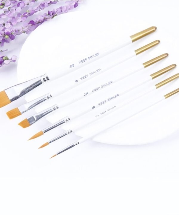 6 in 1 Artists Oil Painting Brush Set Nylon Hair Wood Handle Acrylic Watercolor Pointed Tip Drawing Pen