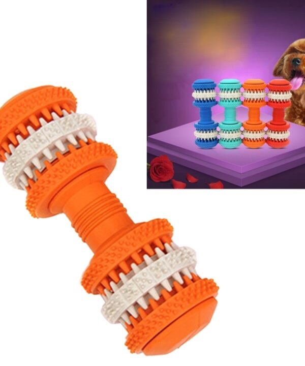 Dog Toy  for Pets Tooth Cleaning Chewing Dumbbells Shape Toys of Non-Toxic Soft Rubber , Large Size,Length:15cm, 15cm (Orange), 15cm(Blue), 15cm (Red), 15cm (Baby Blue)