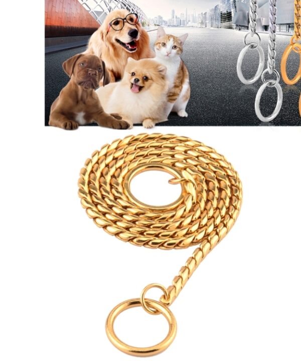 Pet Collars Pet Neck Strap Dog Neckband Snake Chain Dog Chain  Solid  Metal Chain Dog Collar，Length:50cm, 50cm