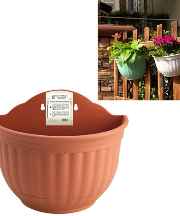 European Style Wall Hanging Pots Semi - circular Imitation Ieather Wall Hanging Basin Indoor and Outdoor Potted Pots,Large Size:27*15*22.2cm  ,Random Color Delivery