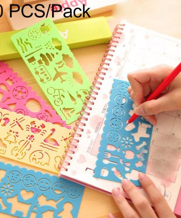 10 PCS Creative Candy Color Drawing Ruler Speed Sketchpad Art Ruler Template, Random Color Delivery
