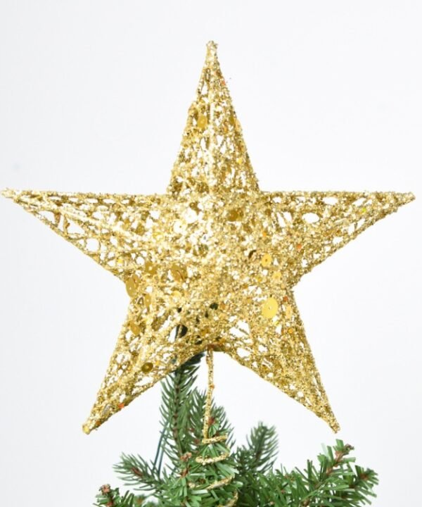 Glitter Iron Star Christmas Tree Top Decoration Ornament, Size: 20cm x 15cm, Random Color Delivery