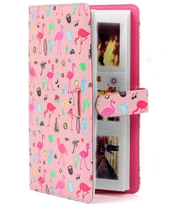 Pink Flamingo Pattern 3 inch DIY PU Mini Creativity Insert Type 32 Pages Exquisite Photo Album for Polaroid