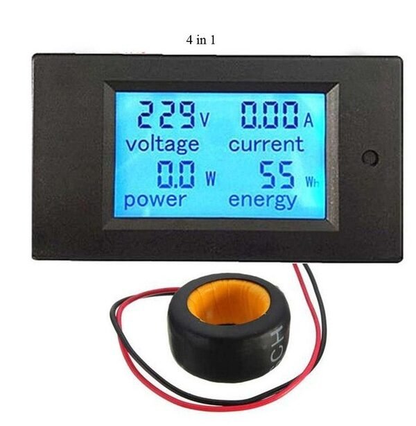 PZEM-061 4 in 1 DC Digital Display Meter Voltage Measuring Instrument, AC 80-260V, 100A